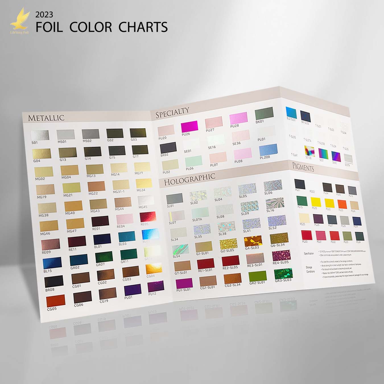 立揚箔業 2023 燙金箔色卡 — Foil Color Charts Metallic Holographic Pigments